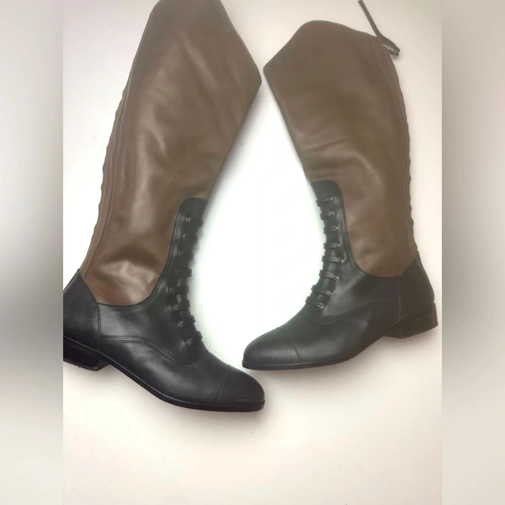TROOYU Black‎ Brown Handcrafted From Argentina Luxury Leather Equestrian Boots 8